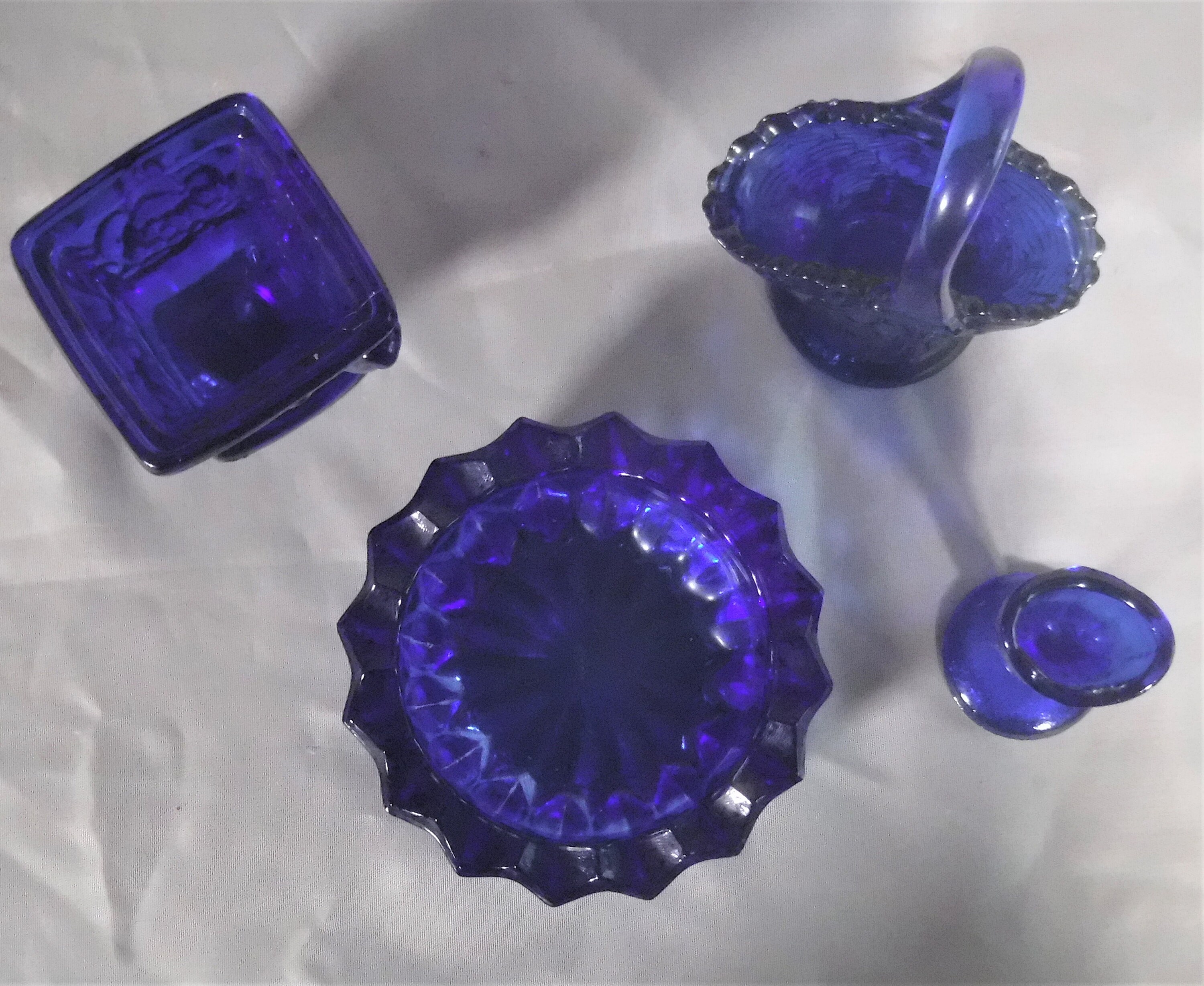 Lot of 4 Vintage Cobalt Blue Glass Eye Wash Cup Mosser Basket Etsy