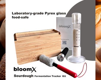 Sourdough Aliquot - Fermentation Tracker |  Set + Bamboo Box | Dough Rise Tube for Artisan Bread