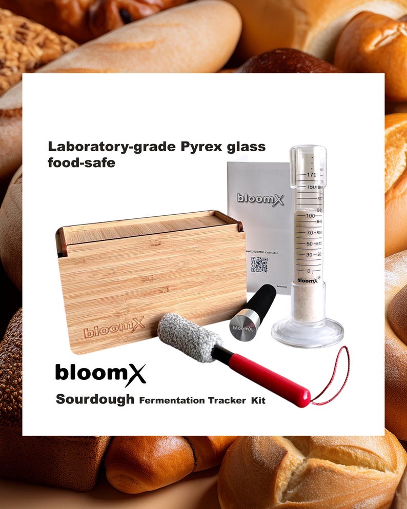 bloomX Sourdough Fermentation Tracker | Aliquot Jar + Bamboo Box | Dough Rise Tube for Artisan Bread | Mothers Day Gift image 1