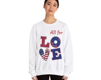 Sudadera de cuello redondo All for Love: jersey patriótico de EE. UU.