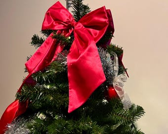 Puntale per albero con fiocco in raso / bifacciale / stile civettuolo e glamour