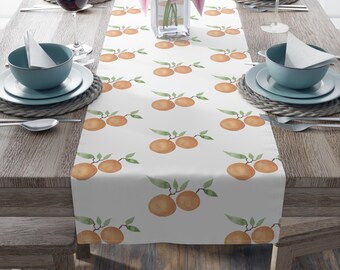 Camino de mesa con flores cítricas, decoración rústica, decoración de mesa con temática naranja, camino de mesa de cocina, regalo para anfitriona, fiesta de verano