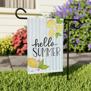 Lemon Hello Summer Garden Banner, cheerful Flag, Outdoor Decor, Lemon Theme, Seasonal Decoration, Patio Banner