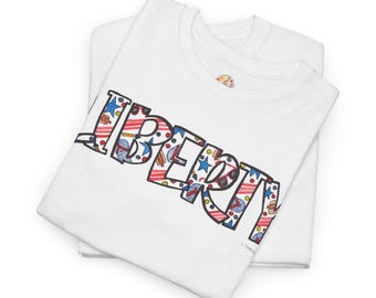 Watercolor Patriotic Liberty Tee: USA Unisex Cotton Independence Day Shirt