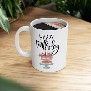 Happy Birthday Ceramic Mug - Perfect Gift for Celebrations, Custom Drinkware, Birthday Present, Coffee Lover&#39;s Essential, Unique Mug