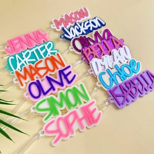 Personalized Acrylic Name Tag: Custom Backpack Bag Charm, Christmas gifts for kids