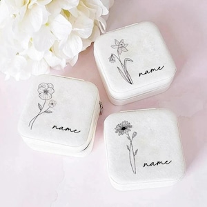 Individuelle Blume Schmuckschatulle, Schmuckschatulle für Ohrringe, Brautjungfer Geschenke für Schwester, Freundin