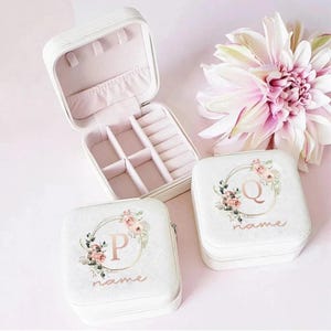 Portagioielli da viaggio personalizzato, piccolo organizer quadrato per orecchini, scatola regalo per damigelle d'onore per sorella, amica