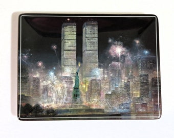 Twin Towers New York commemorative display plate/wall decor 911 Forever in our Hearts by Peter Ellenshaw 1st Issue 2002 Bradford Exchange