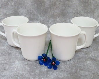 4 vintage Corning mugs Winter frost white, capacity 8 fl.oz., white coffee tea cups, kitchen and dining, drinkware