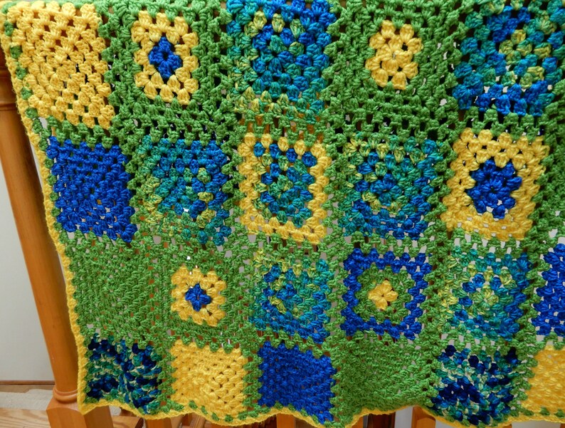 tv blanket small vintage afghan vibrant colors warm hand crochet throw lap blanket home decor unused