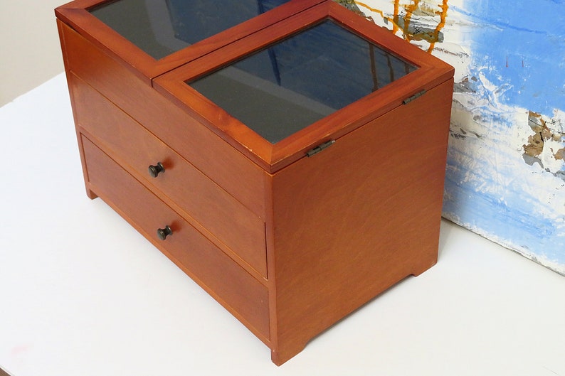 Vintage Wooden Jewelry Box With Drawers 3 Tiered Jewelry Etsy