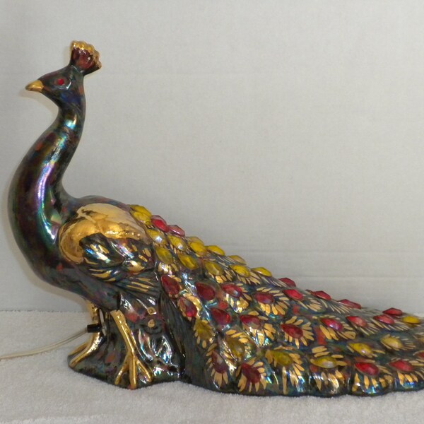 Reserved for Phobe -  vintage peacock lamp, holland mold, late fifties early sixties tv lamp