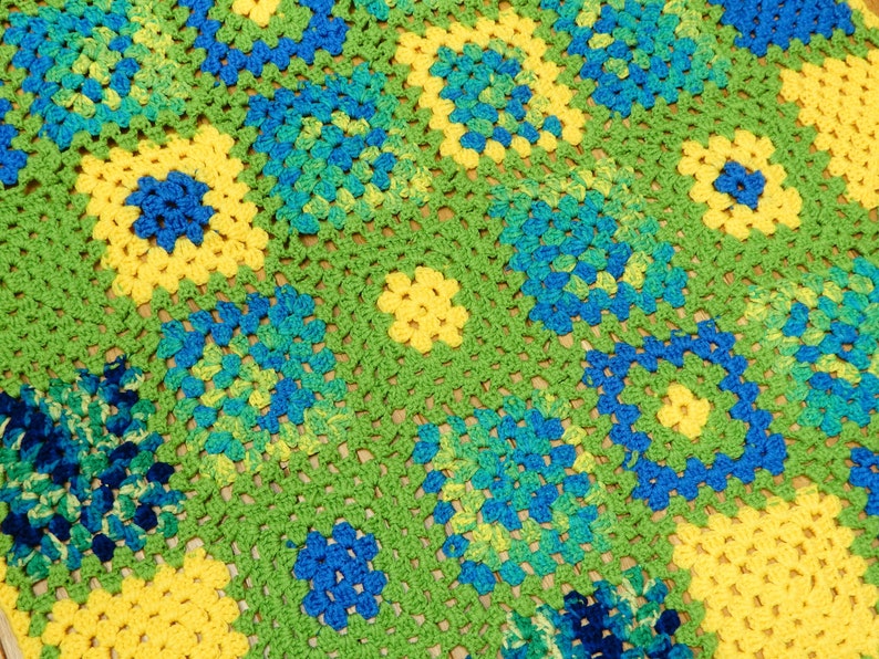 tv blanket small vintage afghan vibrant colors warm hand crochet throw lap blanket home decor unused