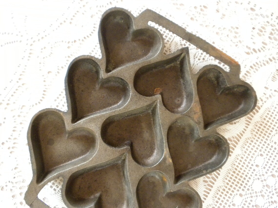 Cast iron cookie mold heart shaped John Wright Co. PA Etsy