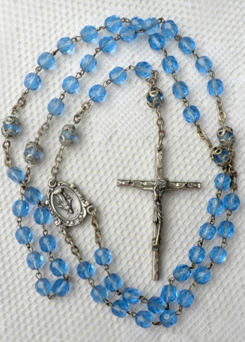 Vintage rosary beads necklace made in Italy glass beads Etsy