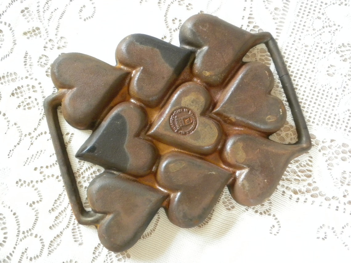 Cast iron cookie mold heart shaped John Wright Co. PA Etsy