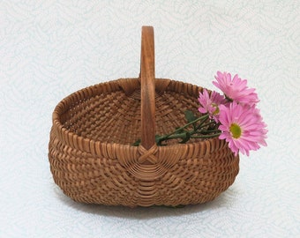 Vintage wicker butt basket, hand made basket, egg gathering, flower gathering, indoor decor, home decor, cottage, country home, home accents