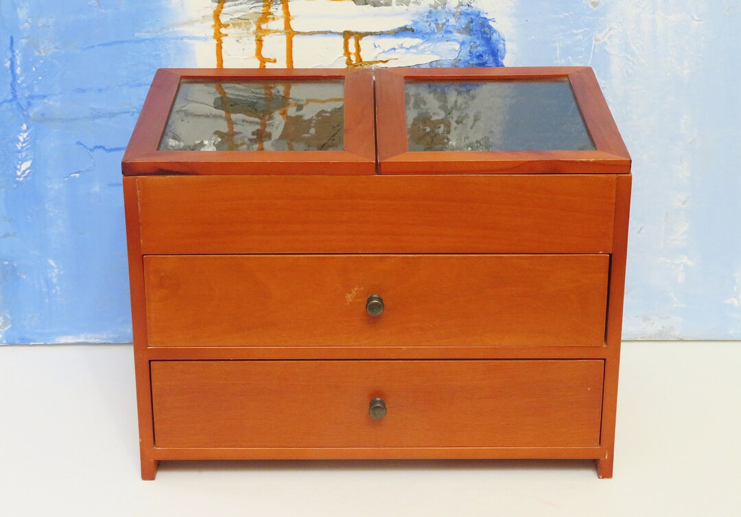 Vintage Wooden Jewelry Box With Drawers 3 Tiered Jewelry Etsy