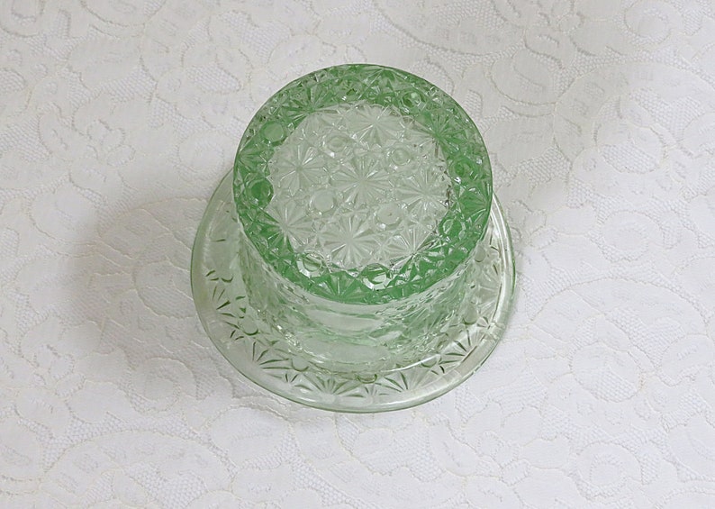 Vintage Fenton Green Glass Hat Daisy and Button Pattern Etsy