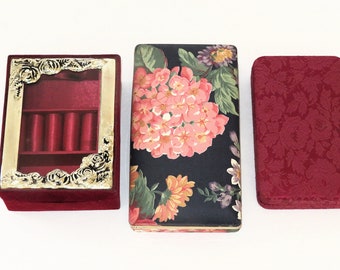 3 vintage jewelry boxes LOT, jewelry holders storage, for rings earrings pendants pins & more, velvet lined, 3 sizes, organizer, home decor