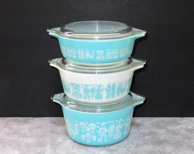 Pyrex Reproductions Vintage PYREX Amish Butterprint Casserole Dishes With Lids, 471, 472 ...