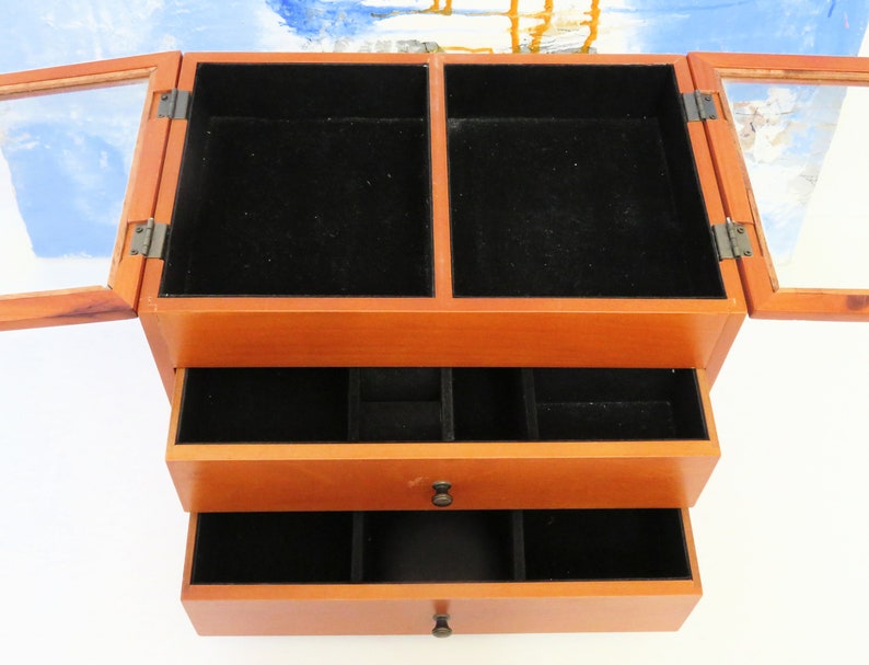Vintage Wooden Jewelry Box With Drawers 3 Tiered Jewelry Etsy