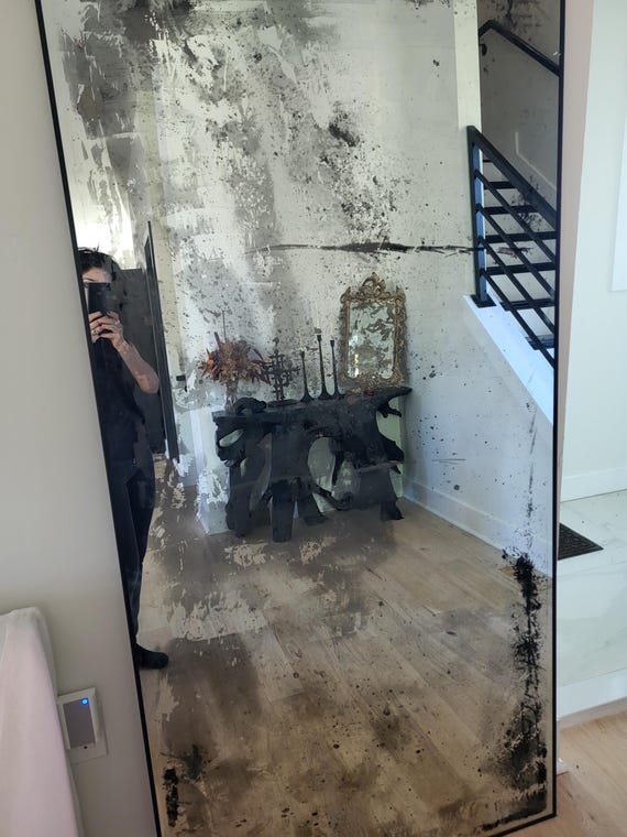 大型（72インチ x 36インチ）工業用ミラー | アンティーク調の風合い