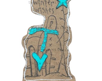 Hand Stamped Chipboard Embellishment - Snowman