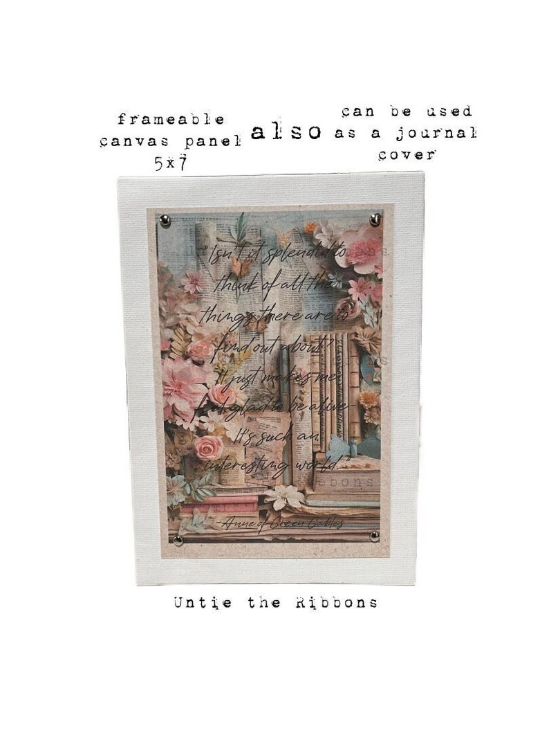 Canvas Panel, Frameable, 5x7 Book Nook With Anne of Green Gables Quote