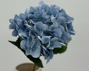 Konstgjord hortensia havsblå konstblomma med stjälk