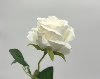 1/3/5/10 Konstgjord ros, Vit sammetsberöring Konstgjorda roshuvuden med stjälk