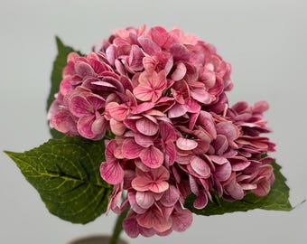 Real Touch Fuchsia Rosa Konstgjord Hortensia: Konstblommig med stjälk