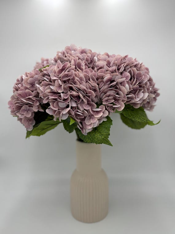 Real Touch Purple Mauve Artificial Hydrangea: Faux Floral With Stem