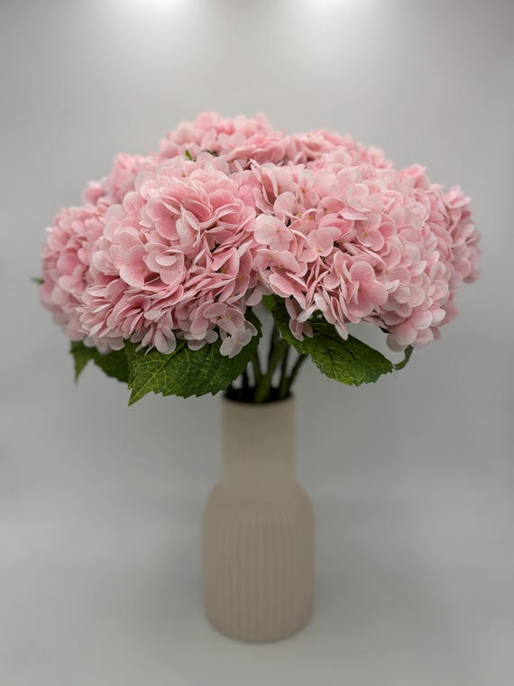 Real Touch Baby Pink Artificial Hydrangea: Faux Floral With Stem