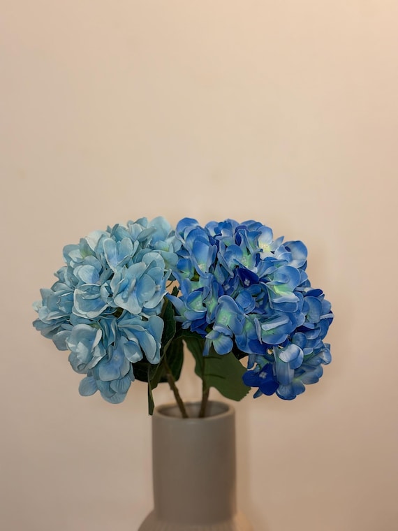 Blue Silk Hydrangea Stem: Faux Floral Arrangement