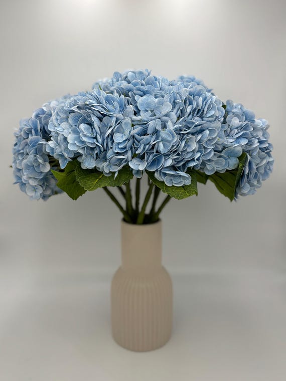 Real Touch Sky Blue Artificial Hydrangea: Faux Floral With Stem