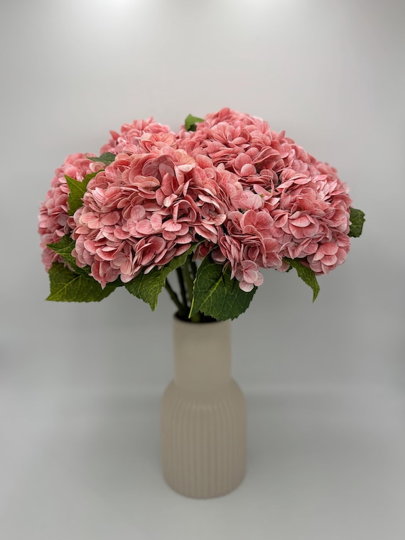 Real Touch Blush Pink Artificial Hydrangea: Faux Floral With Stem