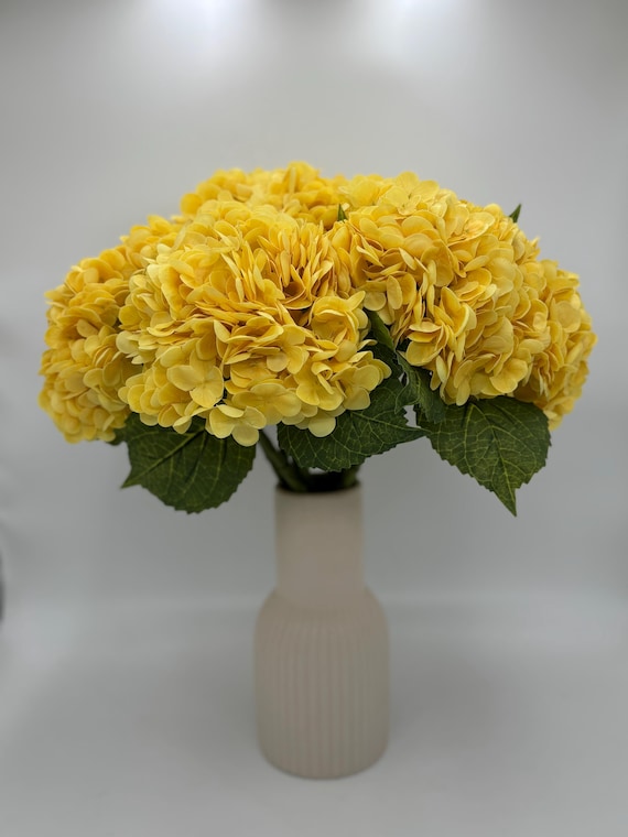 Real Touch Yellow Artificial Hydrangea: Faux Floral With Stem