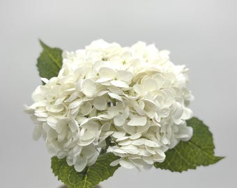 Real Touch Vit Konstgjord Hortensia: Konstgjord Blomma med Stjälk