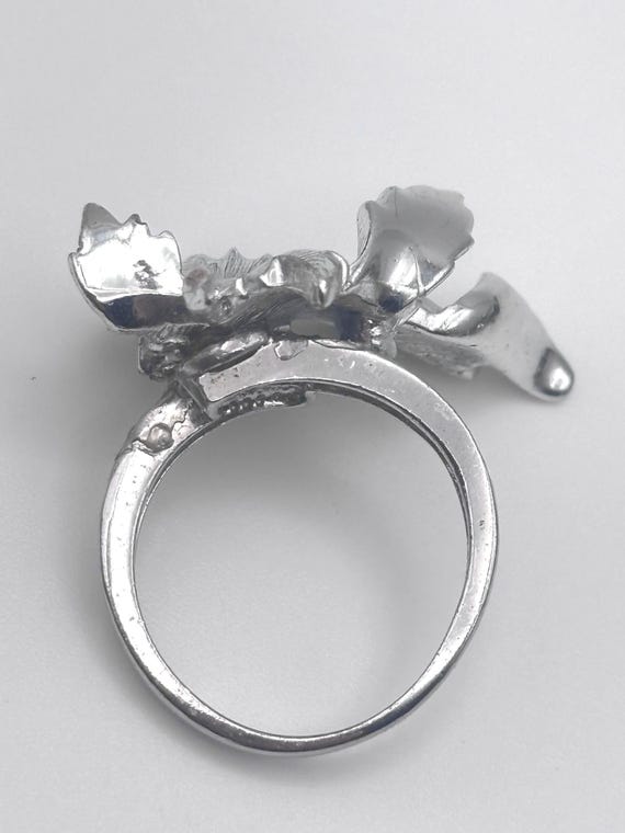 2000s 925 Dimensional Leaf Ring Size 7 Sterling S… - image 10