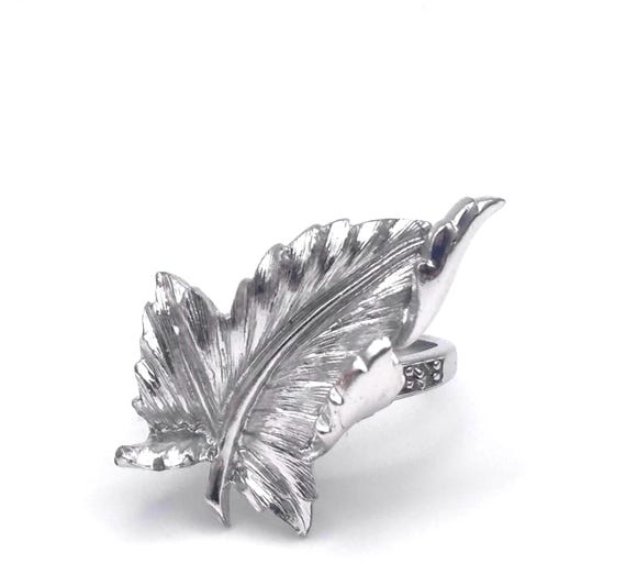 2000s 925 Dimensional Leaf Ring Size 7 Sterling S… - image 1