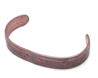 Vintage 70s Avon Copper Cuff Bracelet 6.5 6 1/2 Inches Circle Screw Design Detailing