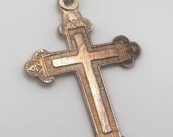 Vintage 40s 925 Gold Plated Cross Pendant Sterling Silver Christian Religious Symbol