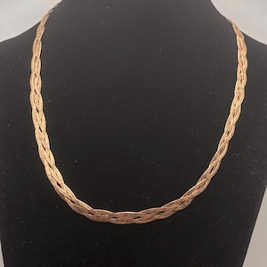 Vintage 80s 925 Italy Gold Plated 7mm Woven Herringbone Necklace 17 Inches Sterling Silver Multi Chain