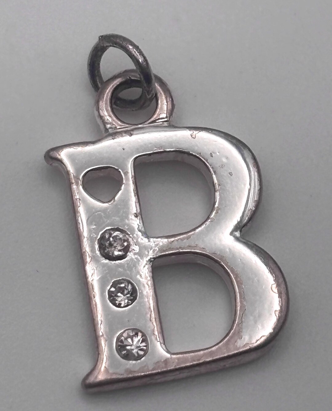 90s Letter B Charm Pendant Silver Tone Initial Rhinestones - Etsy