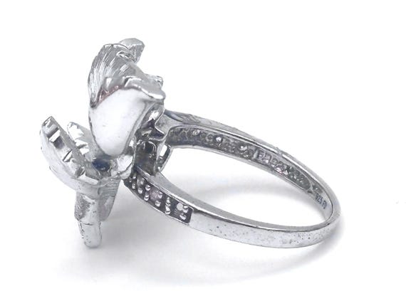 2000s 925 Dimensional Leaf Ring Size 7 Sterling S… - image 7