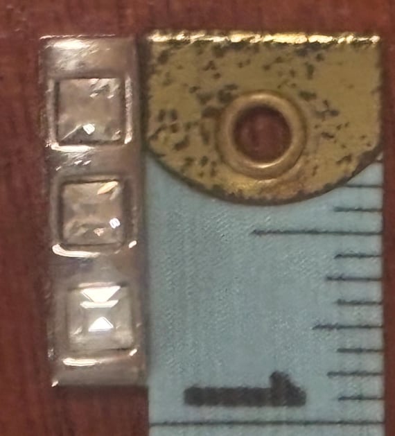 2000s Rhinestone Rectangle Pendant Silver Tone Pr… - image 3