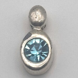 90s Blue Rhinetone Charm Pendant Bezel Set Silver Tone Round Cut