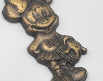 90s Minnie Mouse Pendant Brass Tone Carrying Books Wearing Skirt M Jersey Licensed Disney Made in China